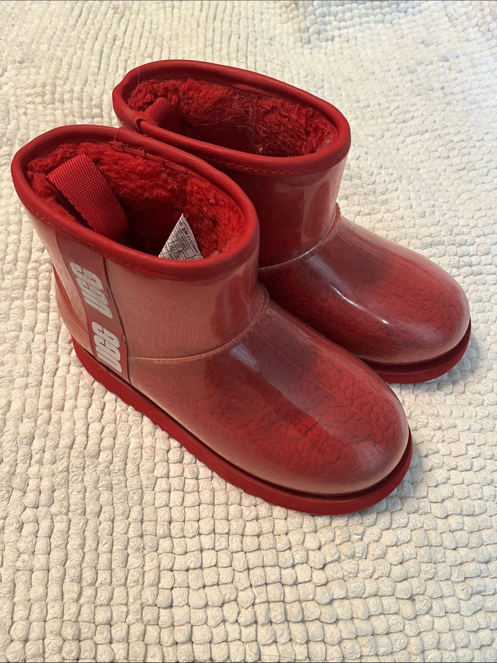 UGG Little Kids Red Waterproof Fleece Boots